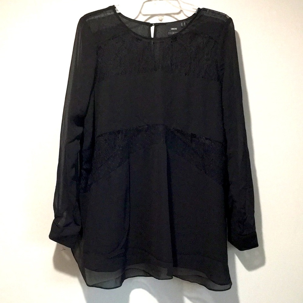 asos®️ maternity Sz-8 Black Top with Lace Details